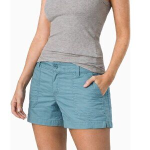 PRANA Elle Shorts Mid-Rise Organic Cotton Stretch Utility Bluefin Womens 12 x 5"